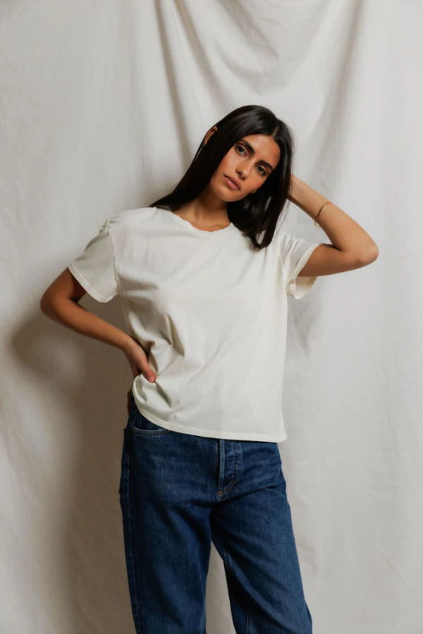 Perfect White Tee Harley Short Sleeve Boxy Tee - Bright Ivory