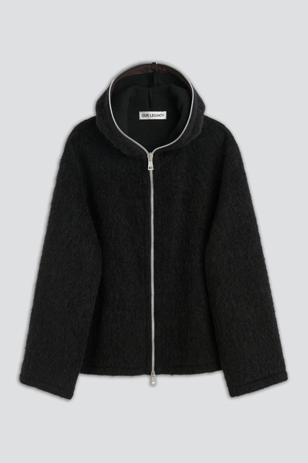 Our Legacy Black Hairy Wool Full Zip Hood
