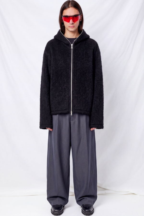 Our Legacy Black Hairy Wool Full Zip Hood