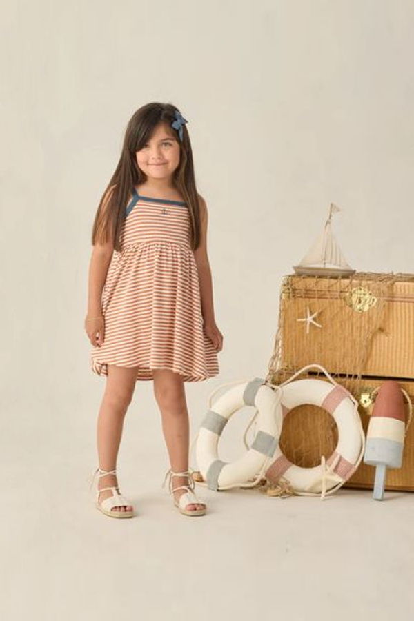 KIDS Rylee + Cru Lea Dress - Poppy Stripe