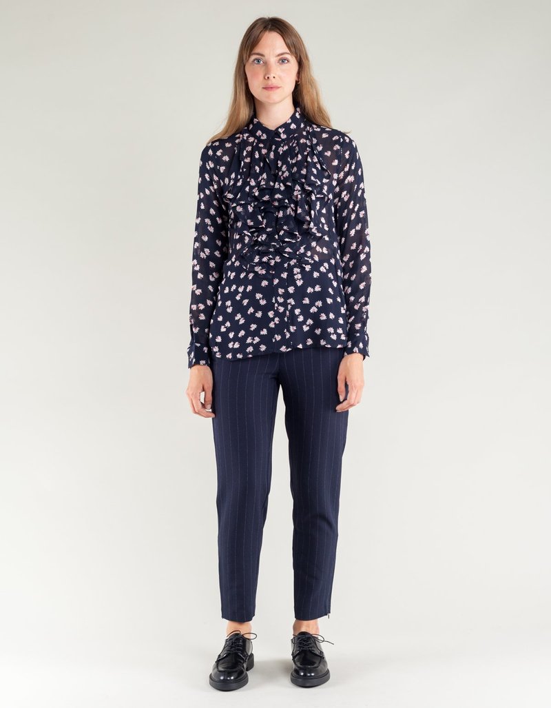 Ganni Rometty Georgette Shirt Total Eclipse | Garmentory