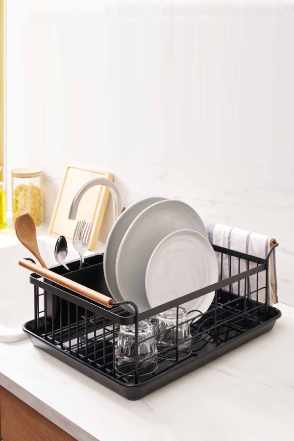 Yamazaki Home Dish Rack - Steel + Wood