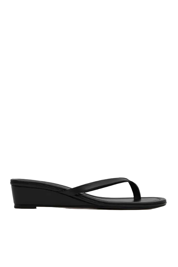 St. Agni Thong Wedge Sandals - Black