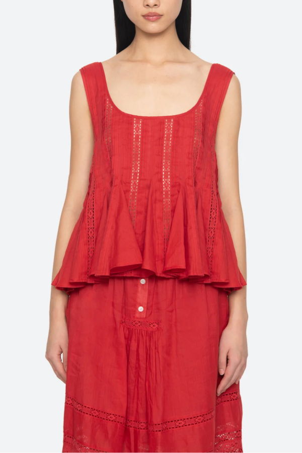 Sea NY Pippa Solid Sleeveless Top - Red