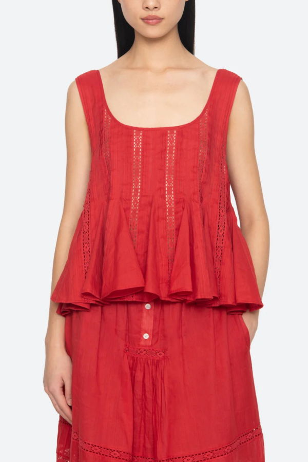 Sea NY Pippa Solid Sleeveless Top - Red