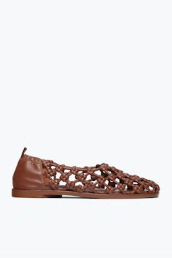 Freda Salvador Sally Knotted Ballet Flat - Chocolate Knotted Calf