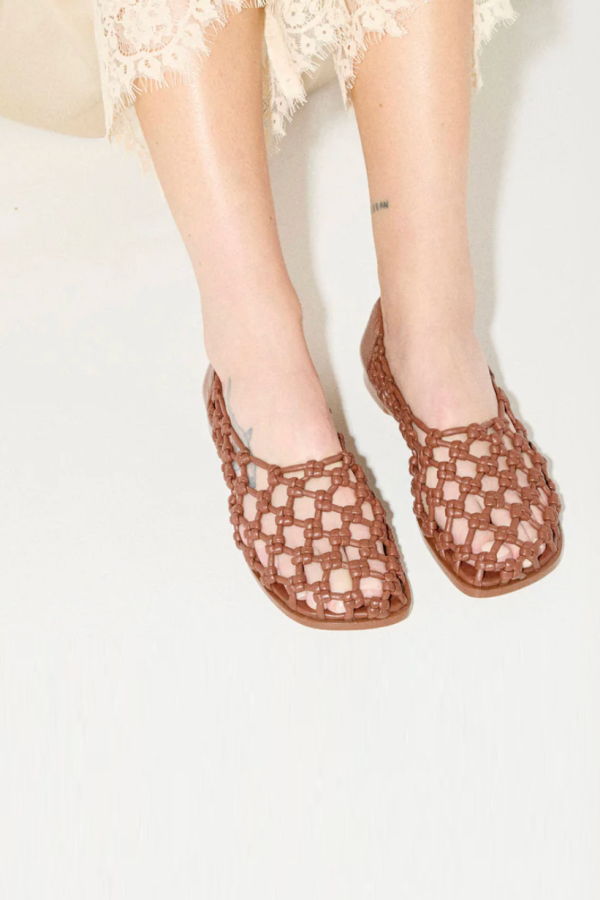 Freda Salvador Sally Knotted Ballet Flat - Chocolate Knotted Calf