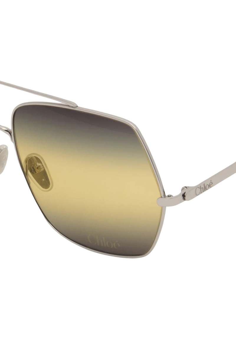 Chlo Aly Sunglasses - Silver/Gradient Green