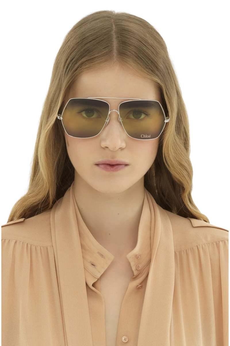 Chlo Aly Sunglasses - Silver/Gradient Green
