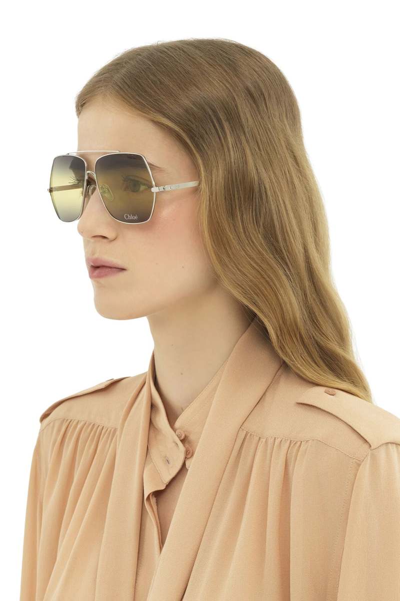 Chlo Aly Sunglasses - Silver/Gradient Green