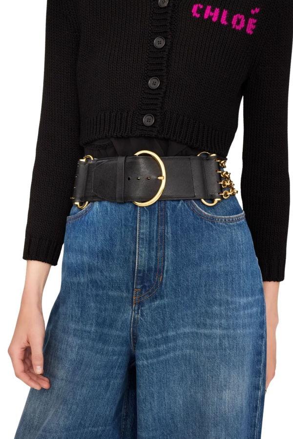 Chloé Camera Chain Belt - Black/Gold