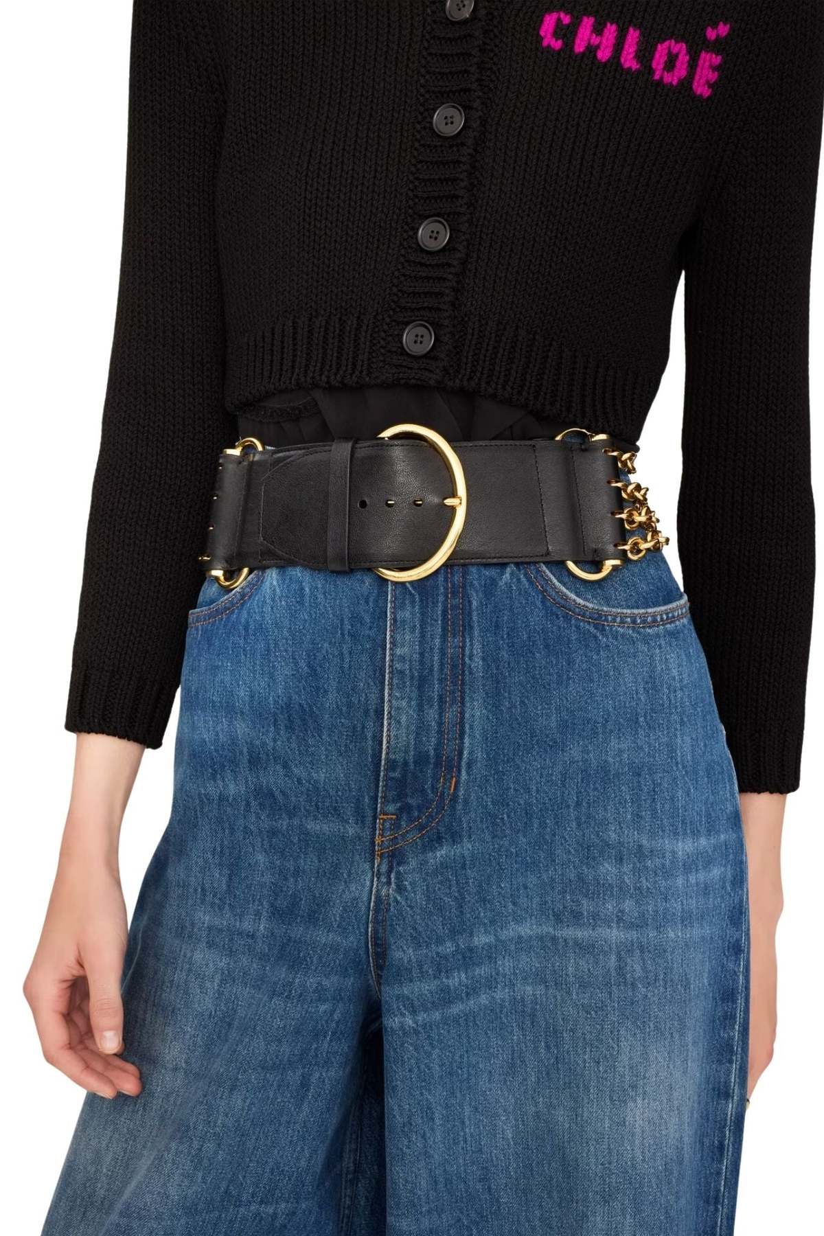 Chloé Camera Chain Belt - Black/Gold - Image 2 of 4