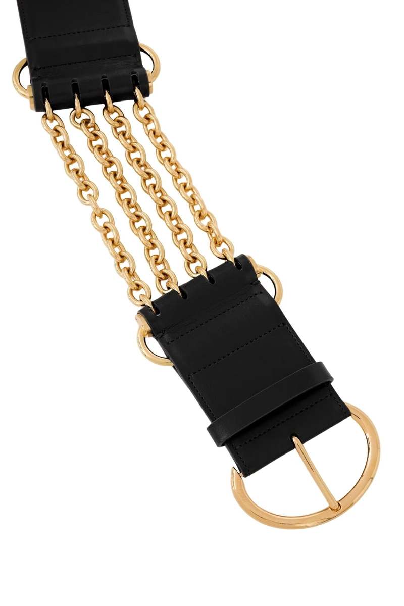 Chlo Camera Chain Belt - Black/Gold