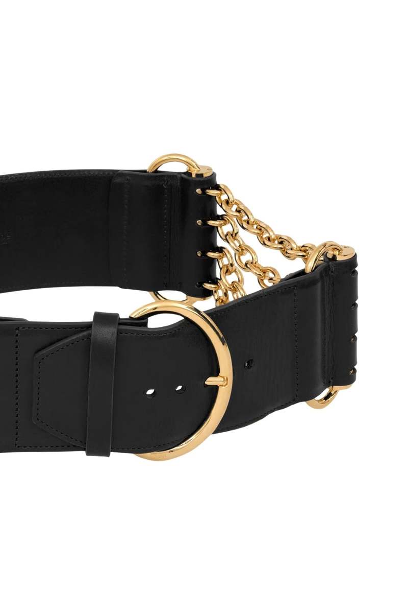 Chlo Camera Chain Belt - Black/Gold