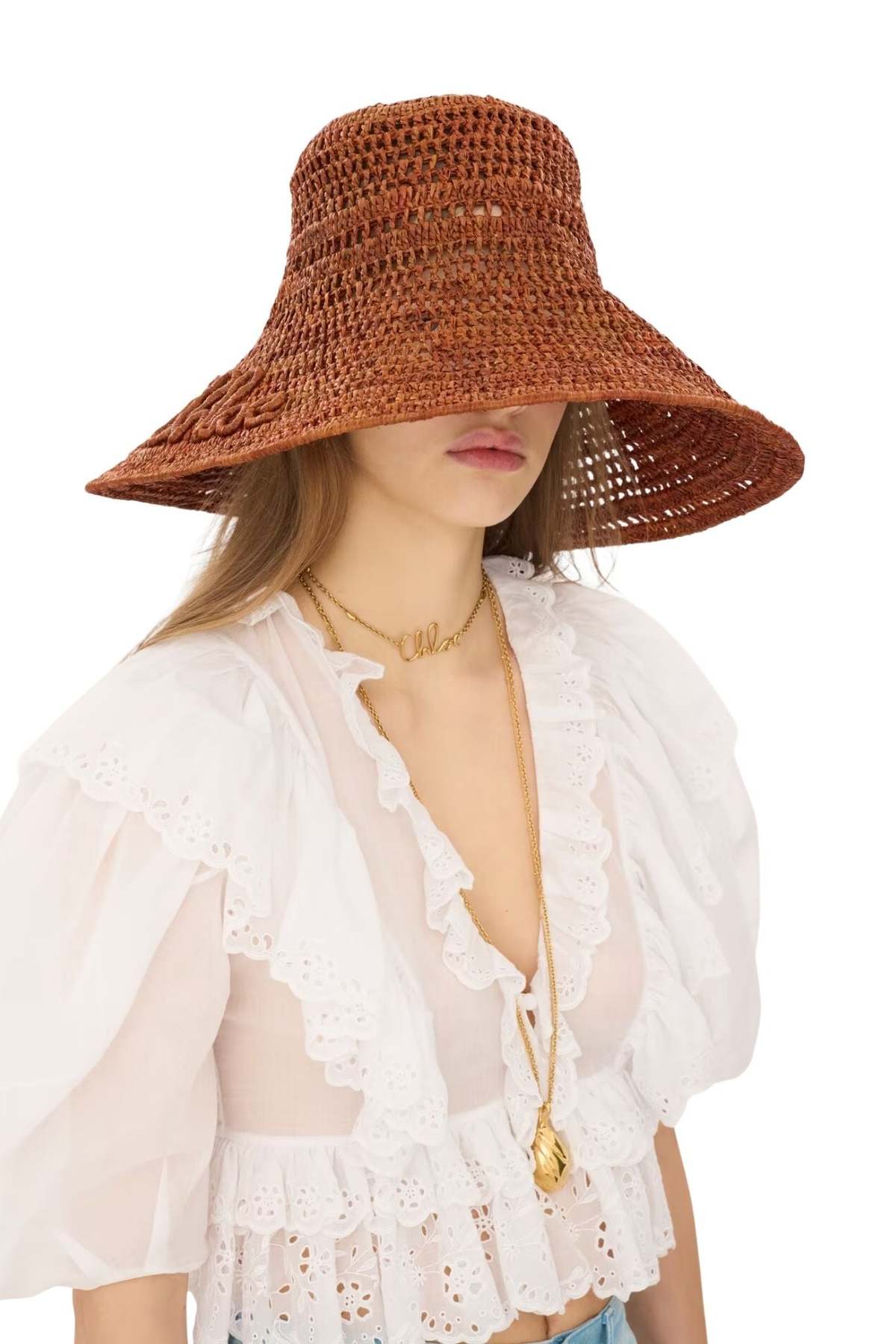 Chloé Capeline Raffia Hat - Clay Brown - Image 2 of 5