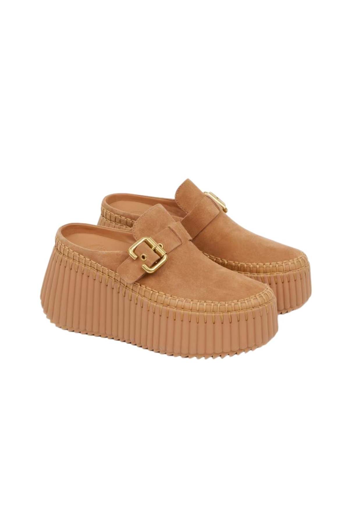 Chloé Nama Wedge Mules - Pottery Brown - Image 2 of 6