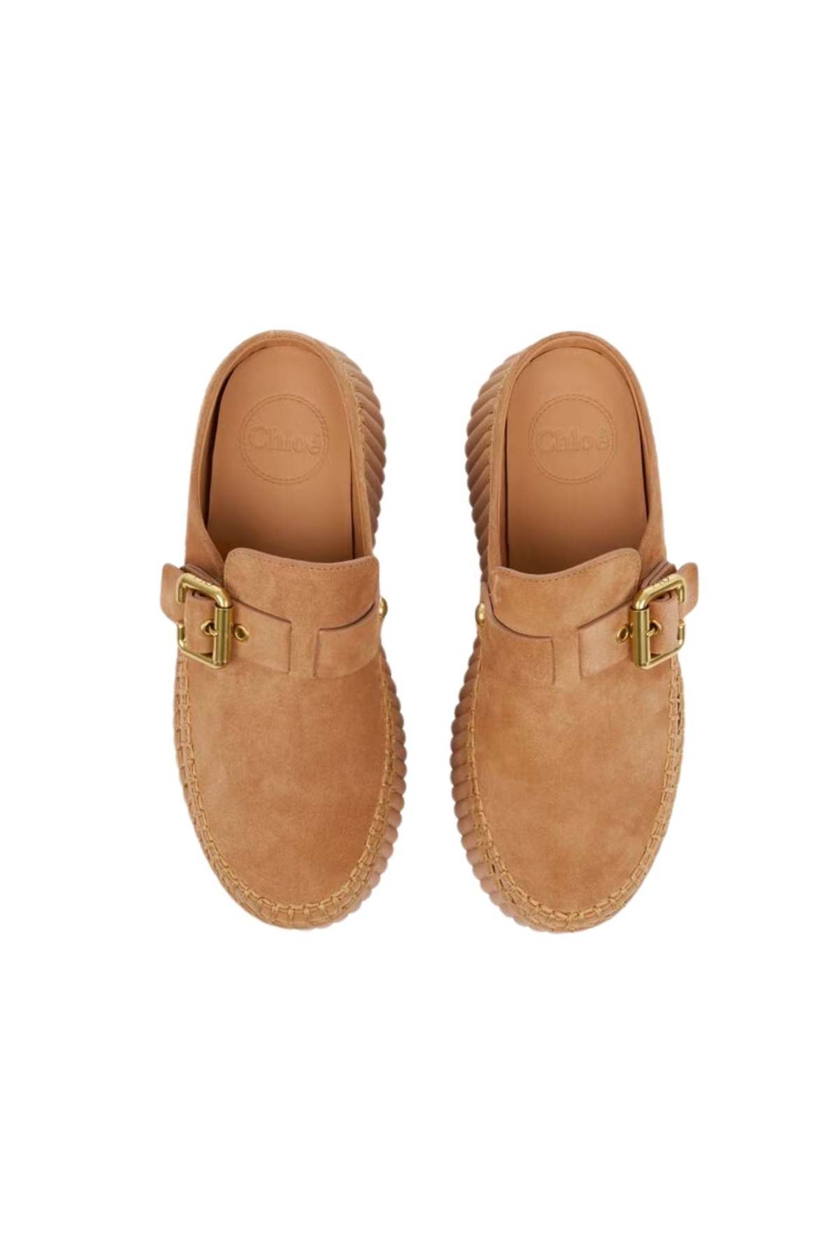 Chloé Nama Wedge Mules - Pottery Brown - Image 4 of 6