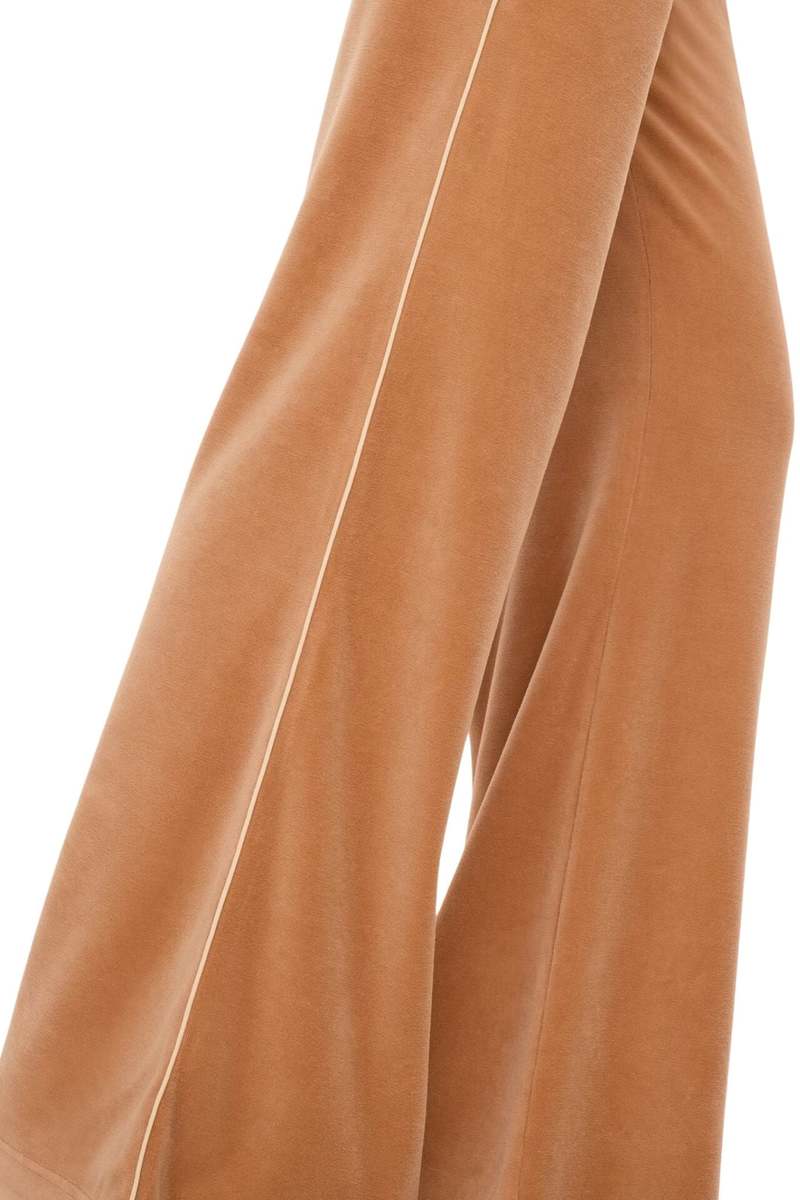 Chlo Wide-Leg Velvet Jersey Tracksuit Pants - Smoked Ochre