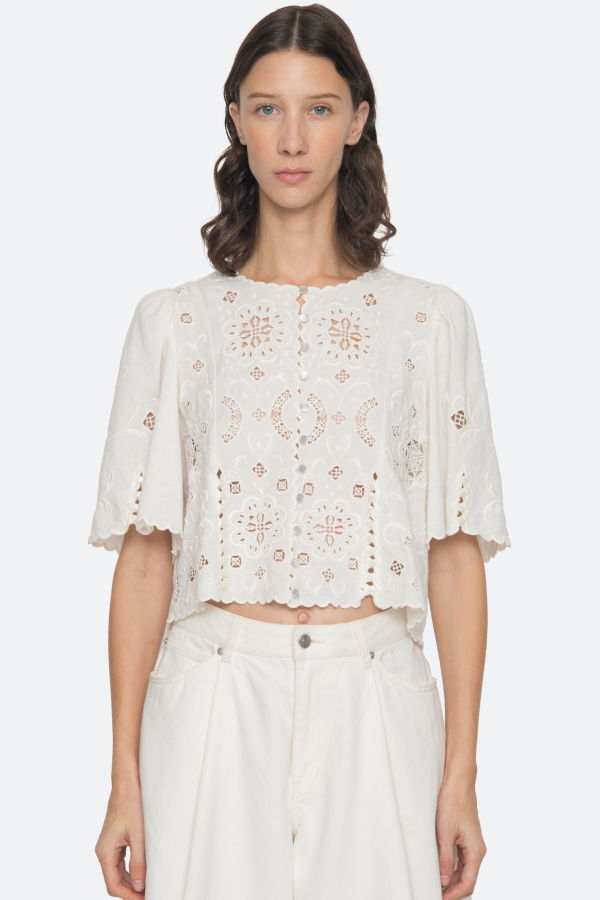Sea NY Gardener Embroidery Top