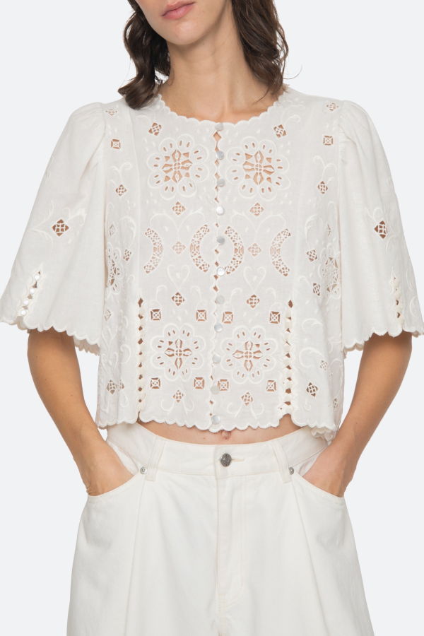 Sea NY Gardener Embroidery Top