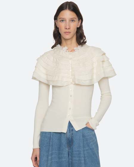 White Mohair Ribbed Cardigan | Garmentory