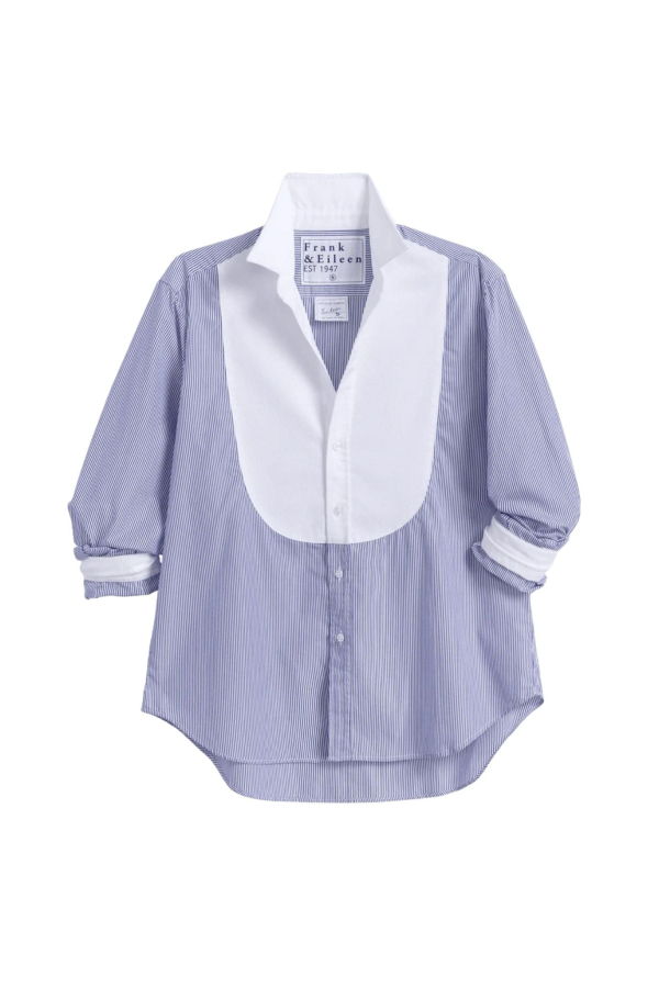 Frank & Eileen Eileen Tux Relaxed Button-Up Shirt - Blue/White Stripe