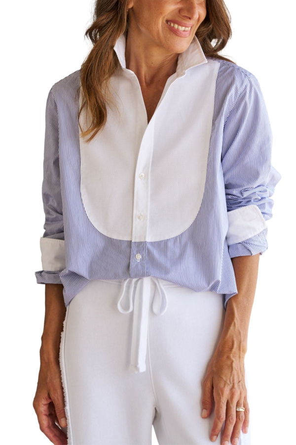 Frank & Eileen Eileen Tux Relaxed Button-Up Shirt - Blue/White Stripe
