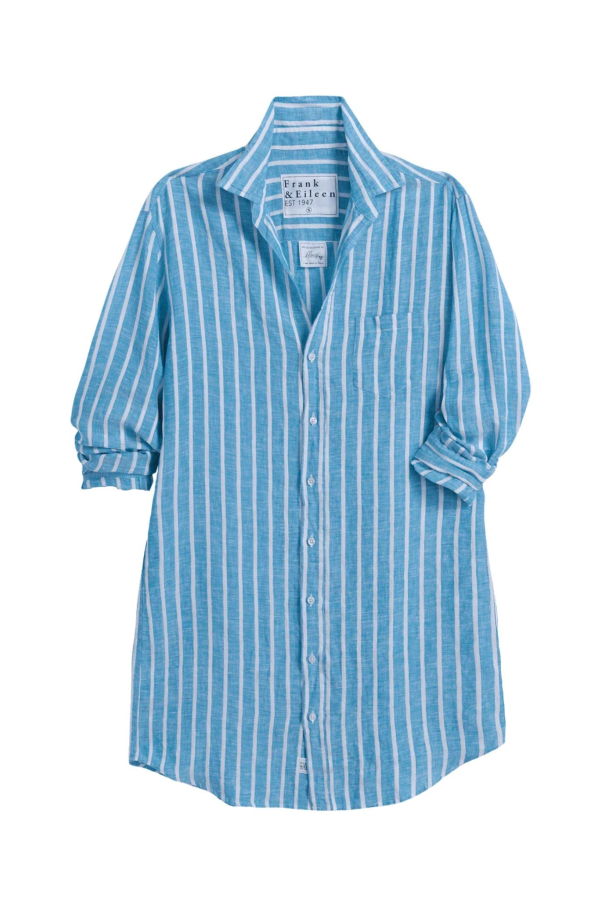 Frank & Eileen Mary Classic Shirtdress - Turquoise/White Stripe