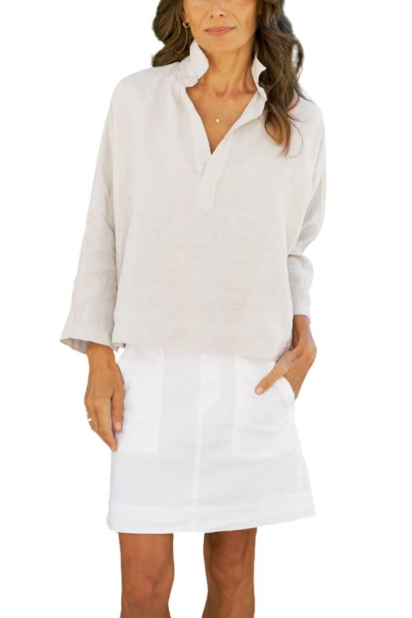 Frank & Eileen Gabi Popover Shirt Blouse - Sand