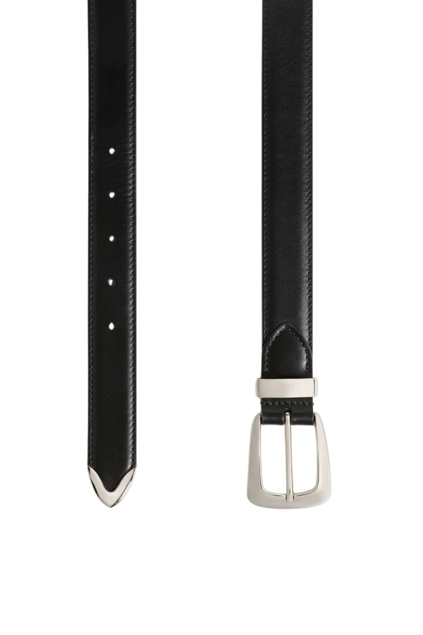 Khaite Benny Belt Silver Buckle (30mm) - Black