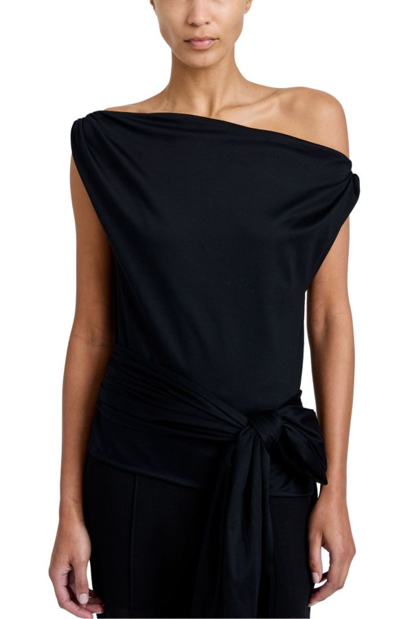 Proenza Schouler Zafira Top in Mercerized Cotton Jersey - Black 001