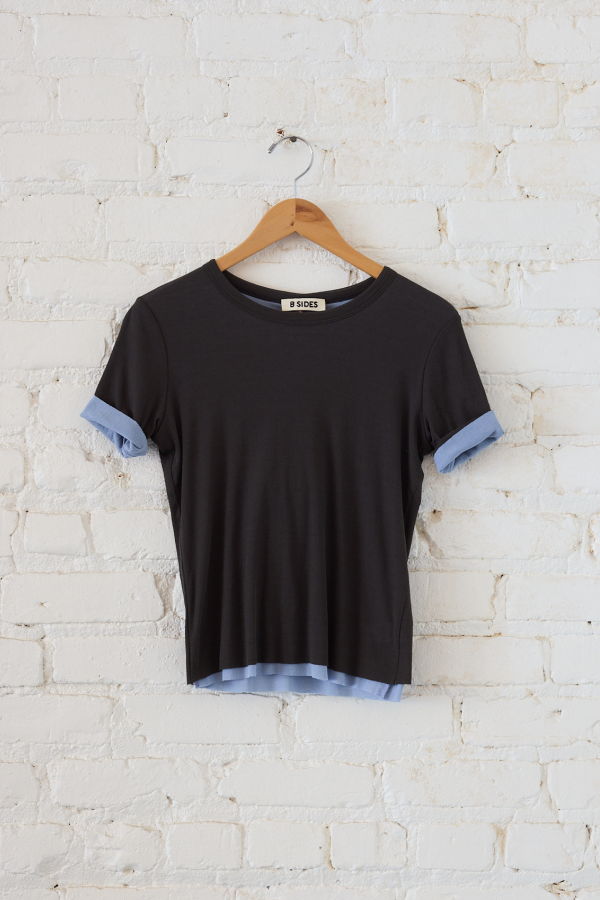 B Sides Double Tee - Dk Grey/Lt Blue