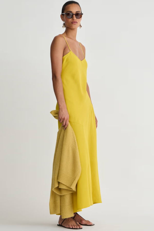 Apiece Apart Kasimira Bias Slip Dress - Goldenrod