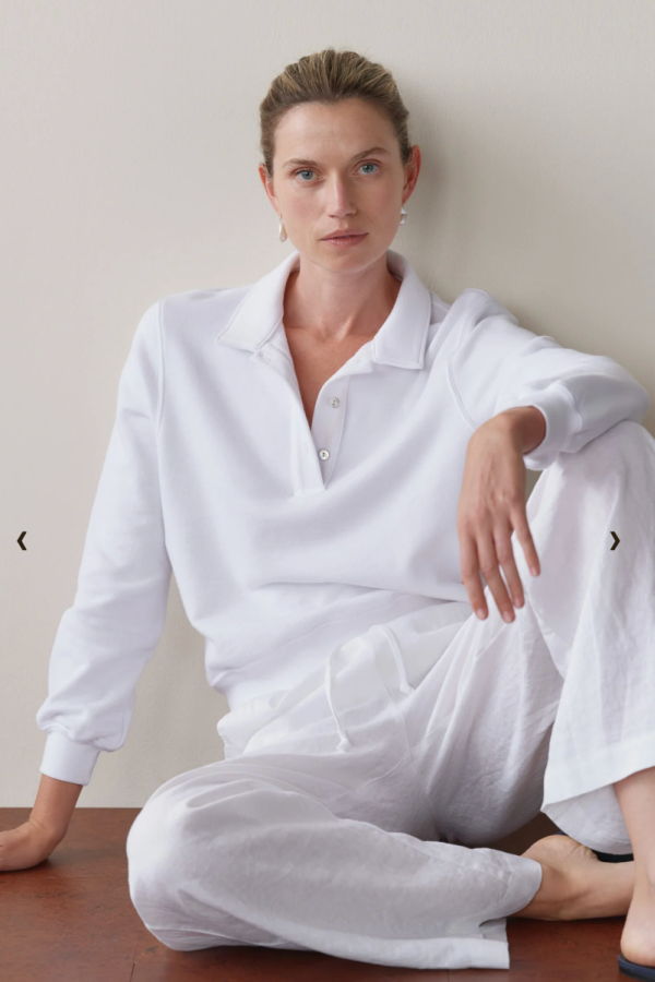 Donni. The Eco-Terry Polo Sweatshirt - Powder