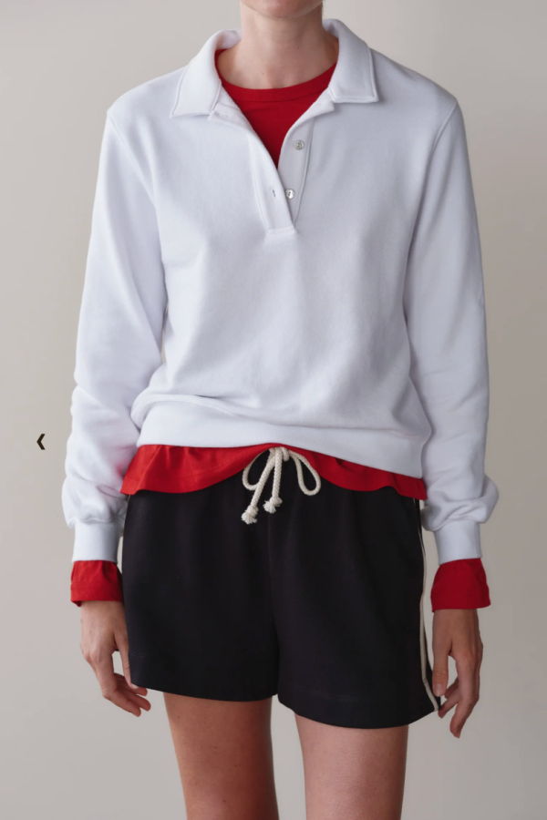Donni. The Eco-Terry Polo Sweatshirt - Powder