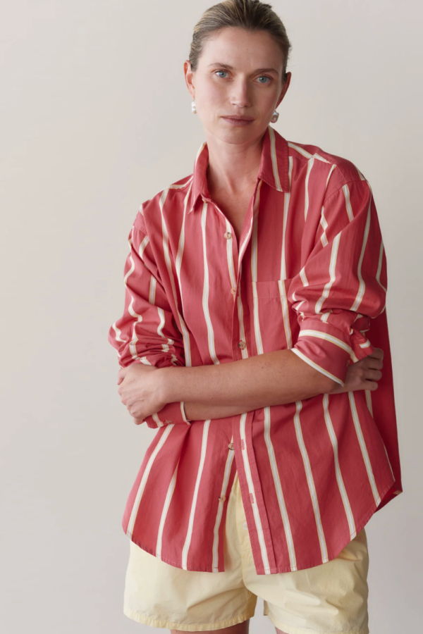 Donni. The Pop Stripe Shirt - Raspberry