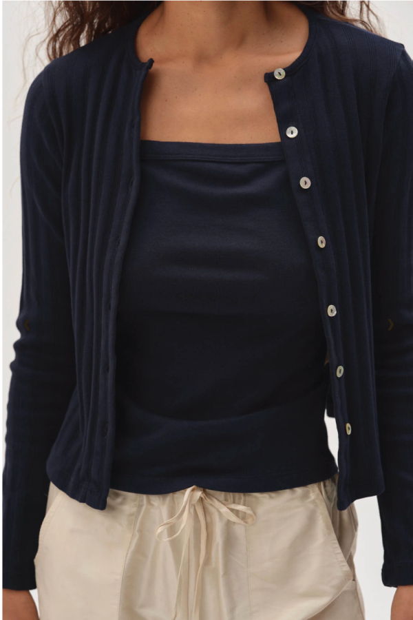 Donni. The Varied Rib Cardigan - Navy