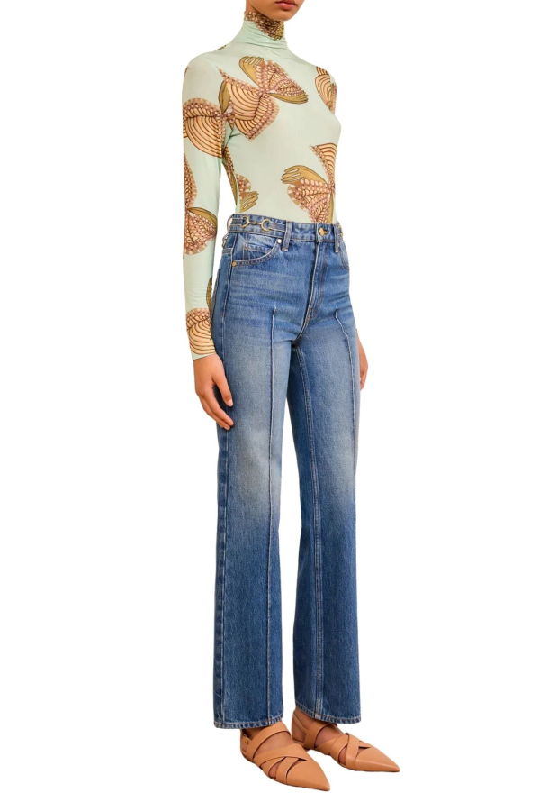 Ulla Johnson The Agatha Straight Leg Pintuck Jean - Danube
