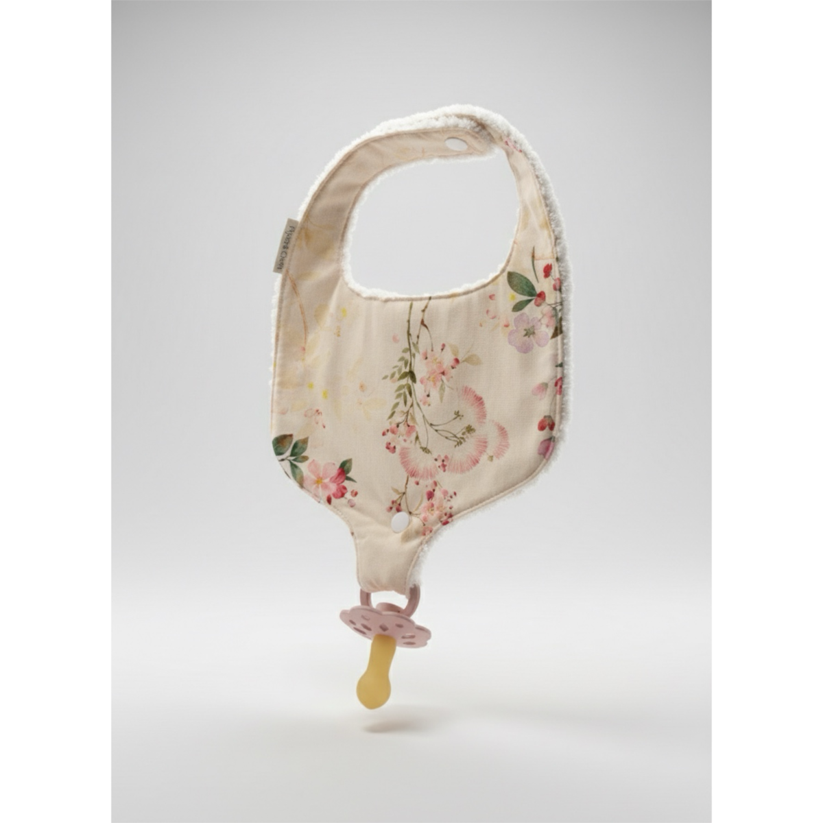 Piper&Cloth Soothe & Snap Pacifier Bib - Ivory Botanical - Image 7 of 22