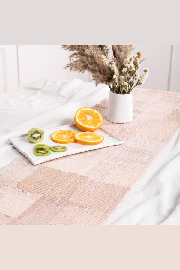 Maison Mieko Mosaic Fray Patch Kantha Table Runner