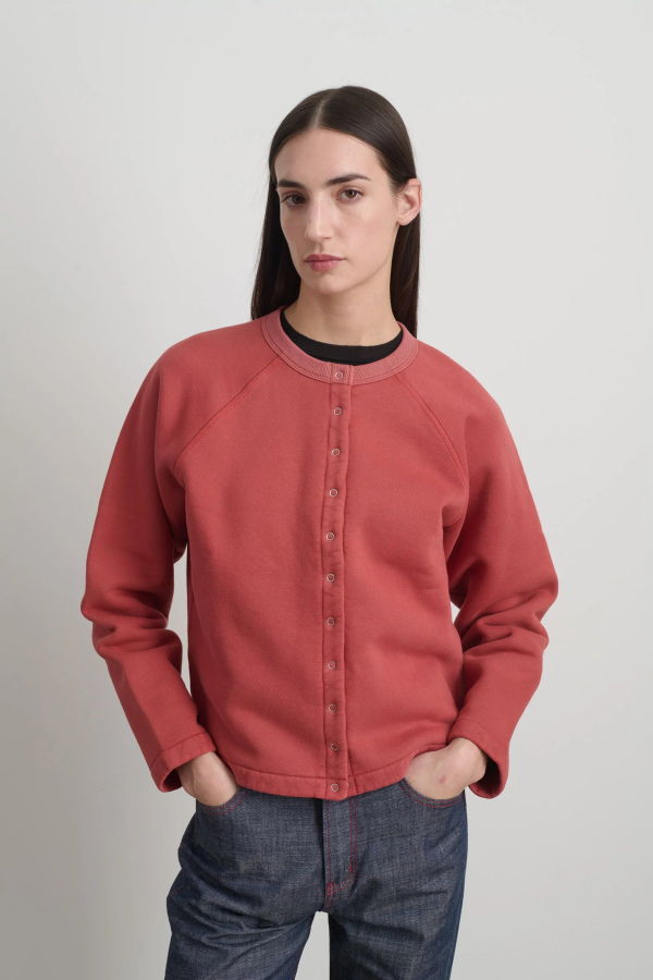 B Sides Snap Cardigan - Faded Tomato Overdye