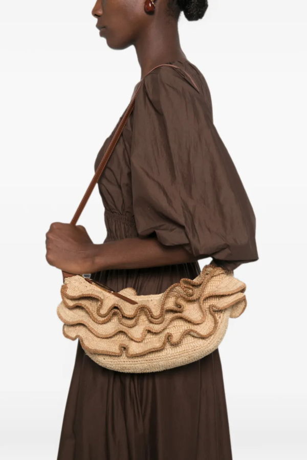 Zimmermann Goldentime Ruffle Shoulder Bag