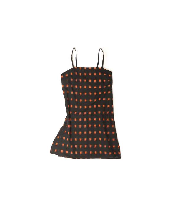 LWN Neri Slip Flame Pixel Handloom Ikat Dress