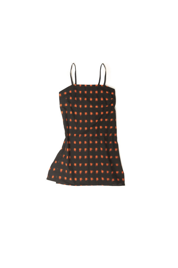 LWN Neri Slip Flame Pixel Handloom Ikat Dress