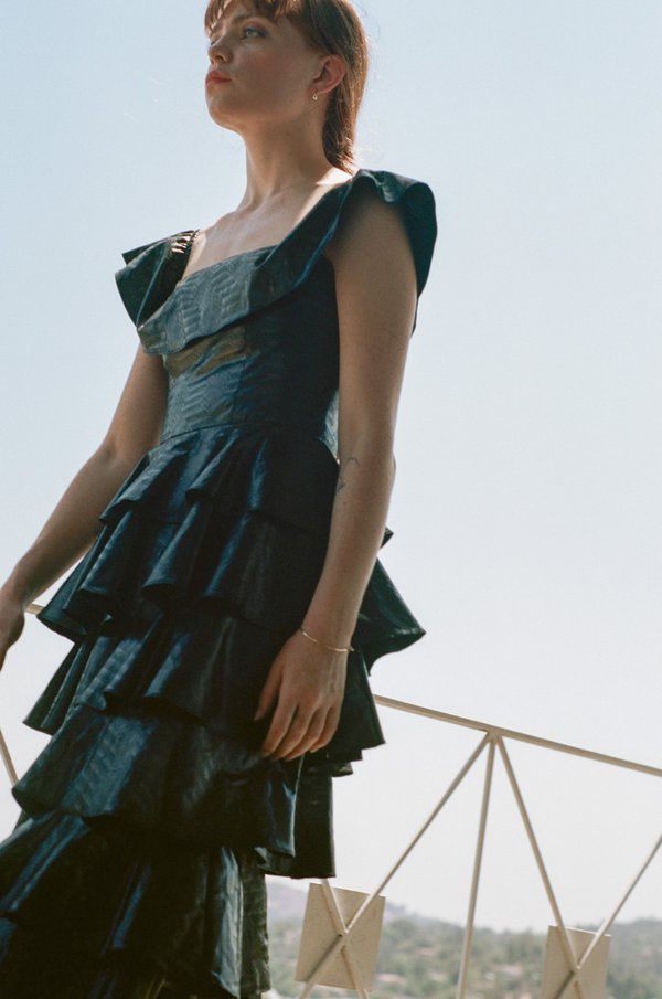 Super Yaya Cake Dress - Black Bazin