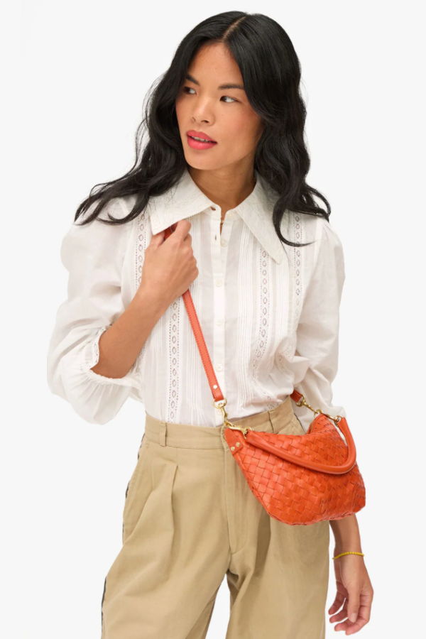 Clare V. Petit Moyen Messenger Medium Woven Diagonal - Saltillo