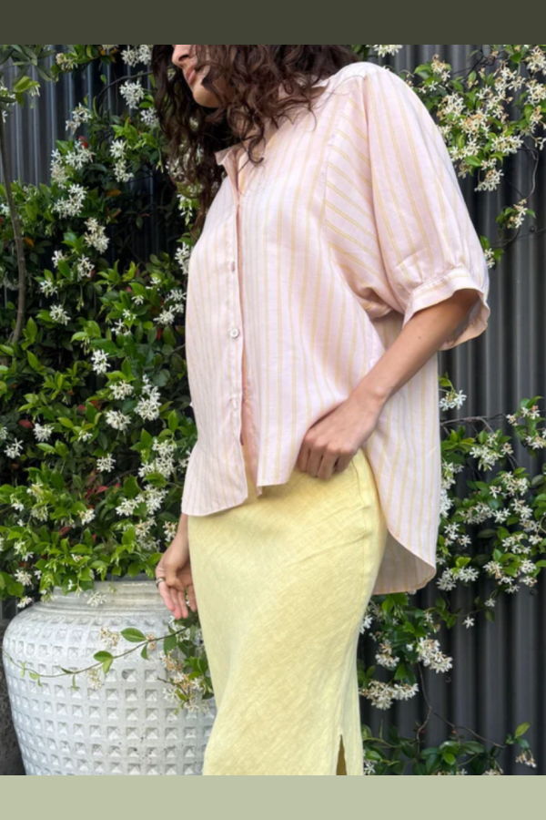 Pharaoh Claude Shirt in Riviera Stripe - Light Pink