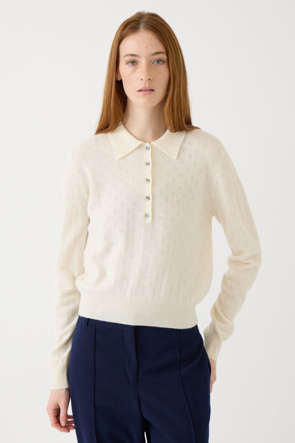 demylee Lottie Pointelle Cashmere Polo