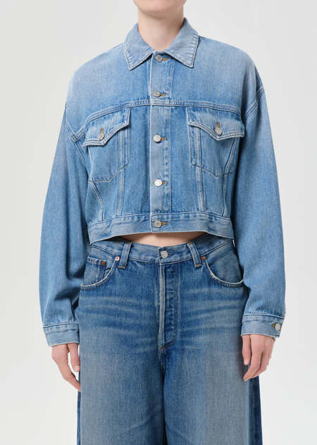 Gabriela Coll Garments No193 Bleached Denim Zipper Vest - Indigo