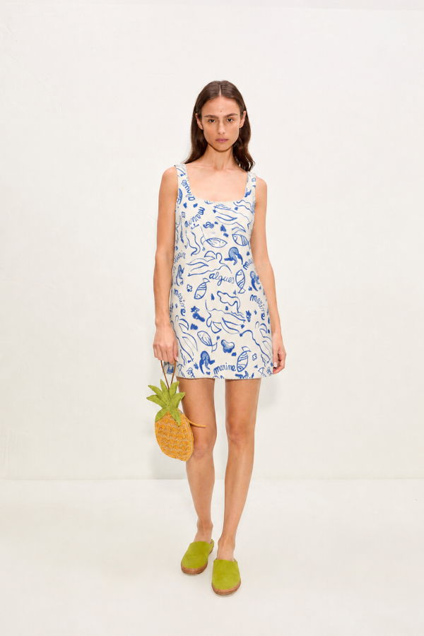 Simon Miller Sahara Printed Denim Dress - Marine Print